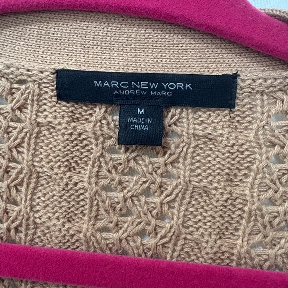 Women's Tan Cable Knit Cardigan Sweater - Picture 5 of 5